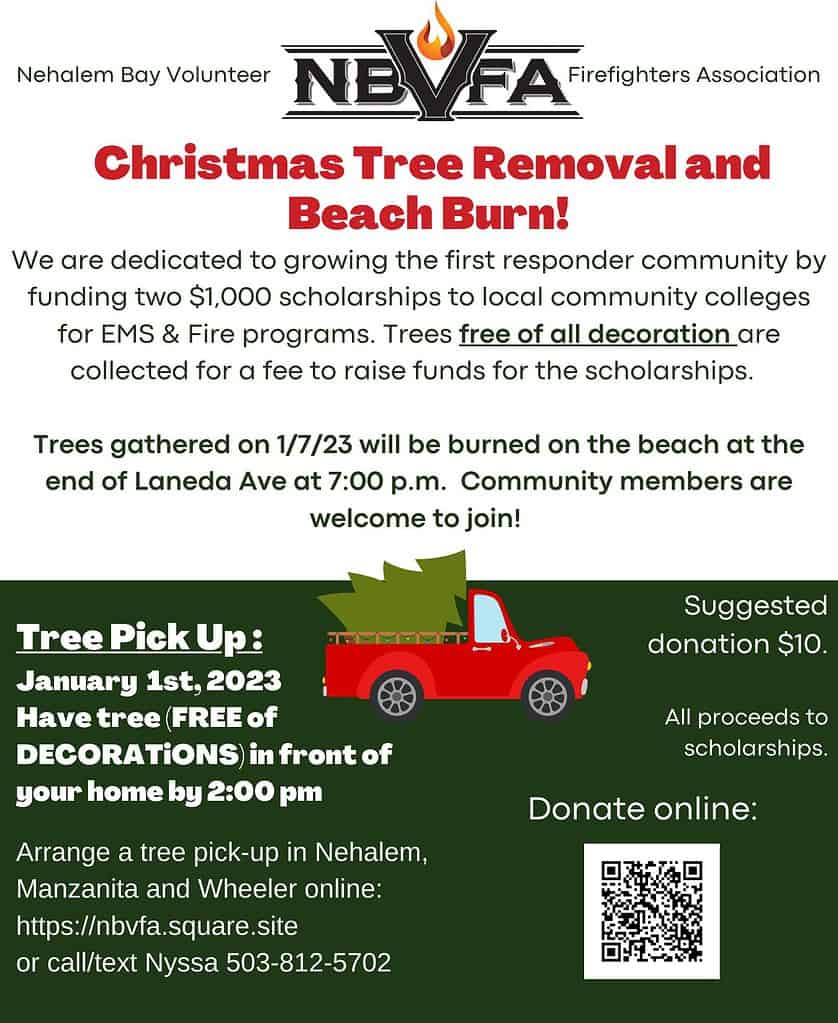 Nehalem Bay Volunteer Fire Association Christmas Tree Pickup Fundraiser