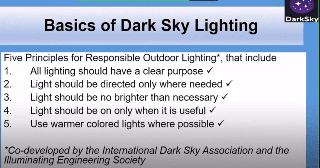 Five Principles for Responsible Outdoor Lighting