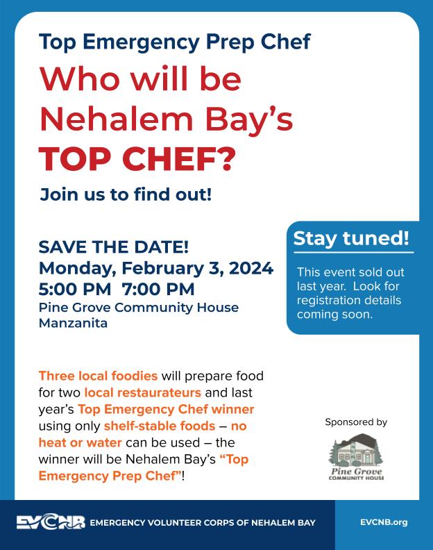 Emergency Volunteer Corps of Nehalem Bay TOP CHEF COMPETITION IS BACK